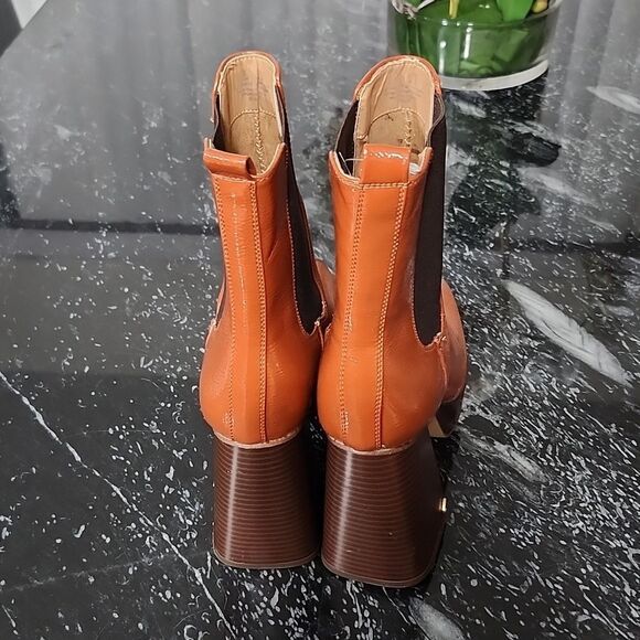 BRAND NEW CIRCUS BY SAM EDELMAN WOMEN'S BROWN  PATENT BLOCK HEEL ANKLE BOOTS G1 - Picture 9 of 15